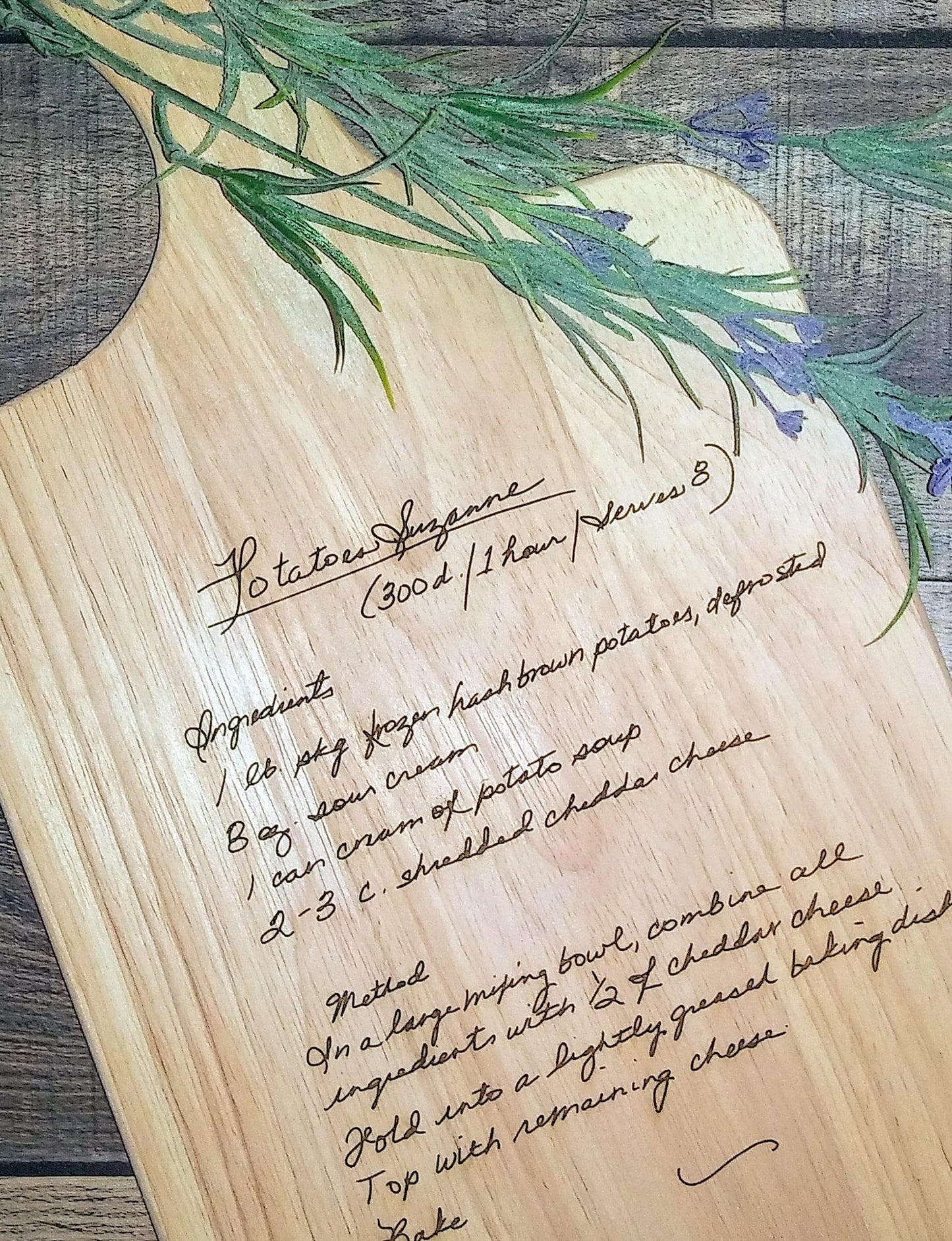 Engraved Recipe Wooden Board
