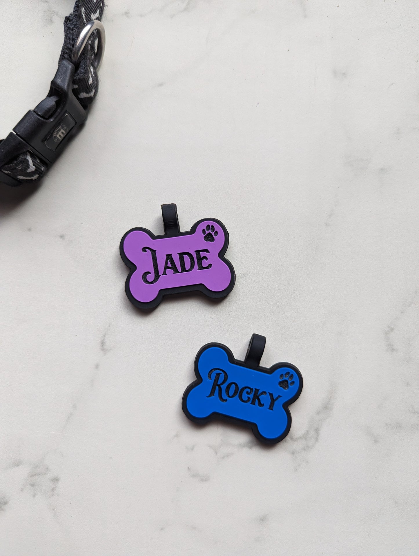 Silicone Noiseless Pet ID Name Tag - Bone